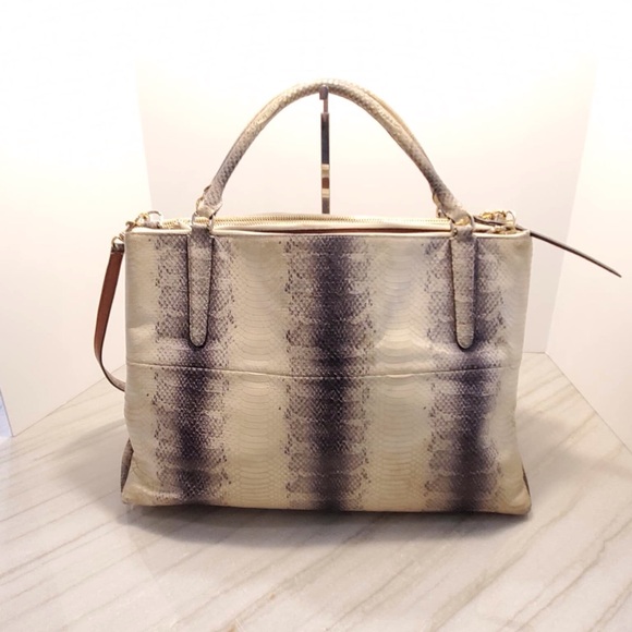 RARE $1,600 Coach Borough Bag in Exotic Embossed Python & Glovetanned Leather - Picture 6 of 15